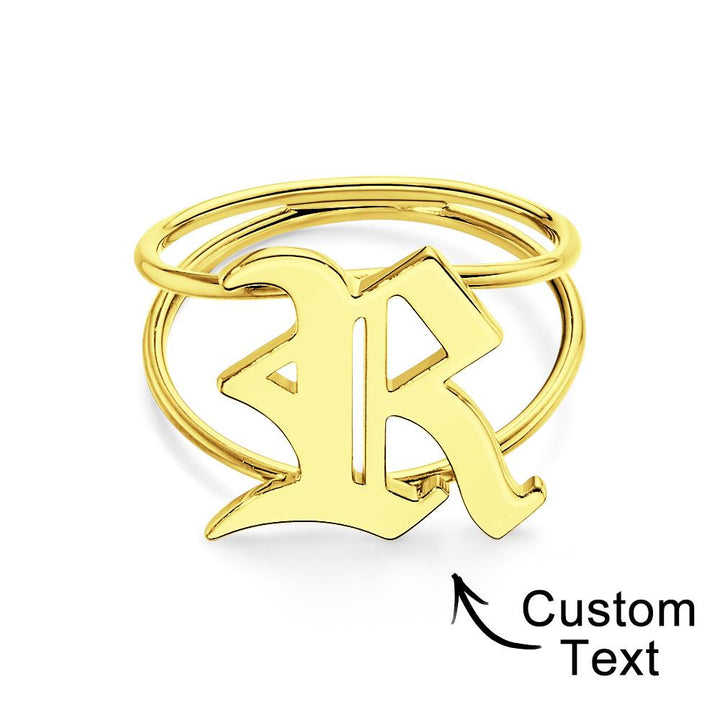Old English Initial Custom Gothic Ring Personalized gift Ring