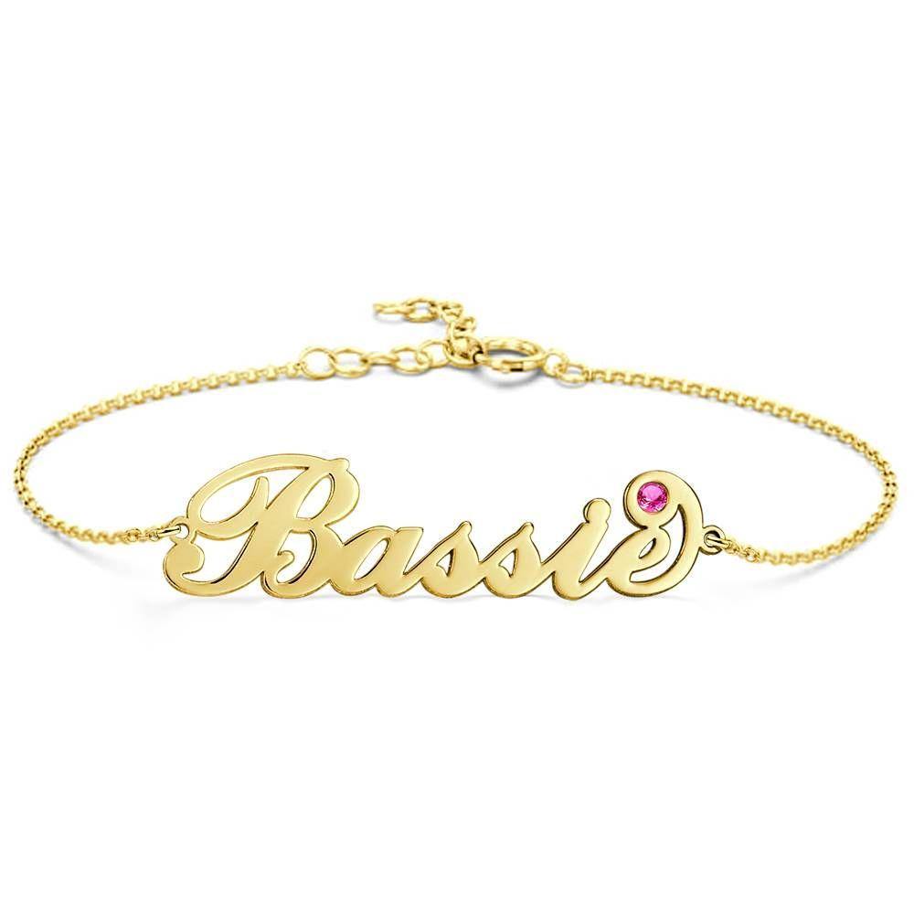 Personalized Name Bracelet with Custom Birthstone - Copper