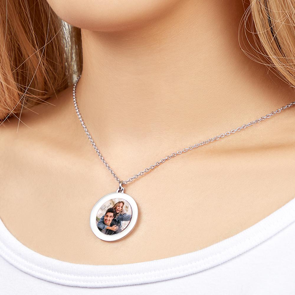 Personalized Photo Engraved Necklace Slidable Global Travel Locket Necklaces