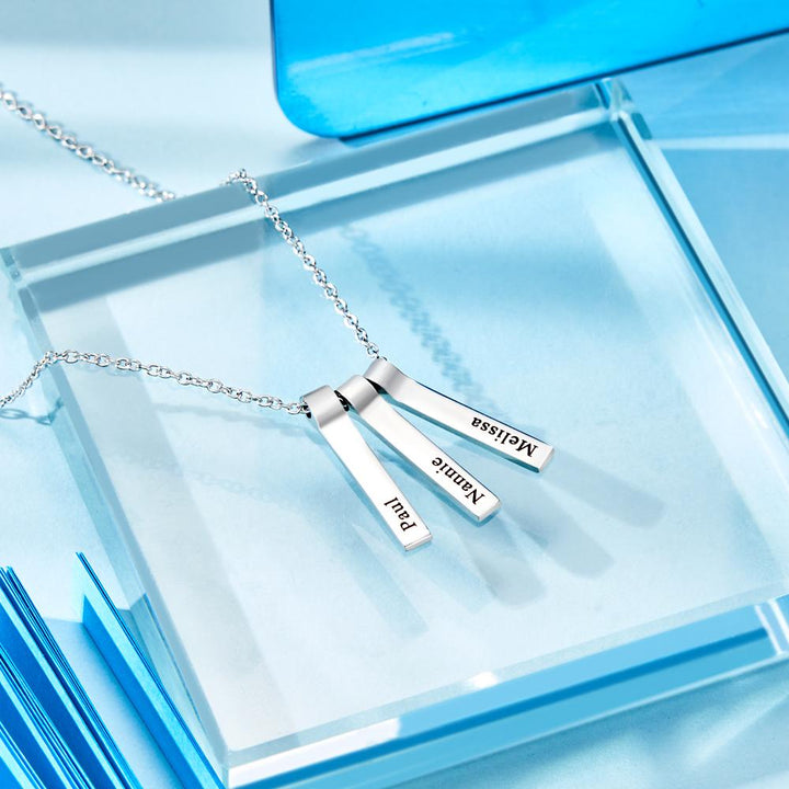 Custom Engraved Vertical 1-5 Names Necklace Stylish Personalized Pendant for Her