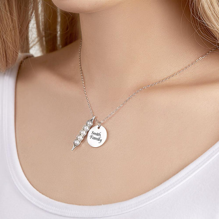 Peas In A Pod With Names Necklace Personalized Engraved Pendant Valentine's Day Gifts