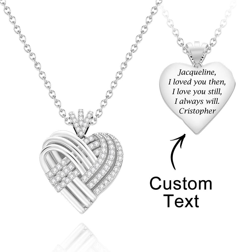 Woven Together Personalized Heart Necklace Custom Engraved Pendant Gifts for Her