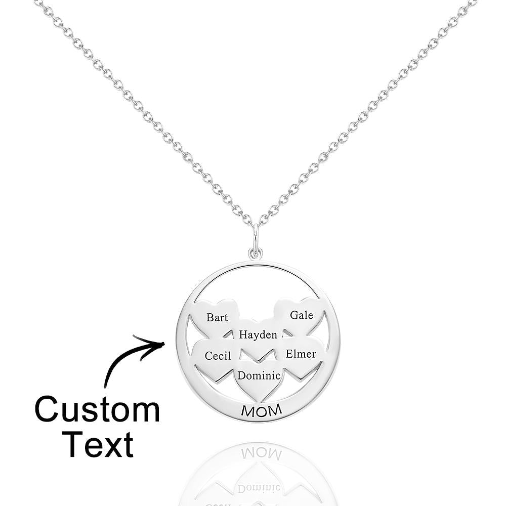Custom Engraved Necklace Circle Hearts Mom Pendant Necklace Creative Gift