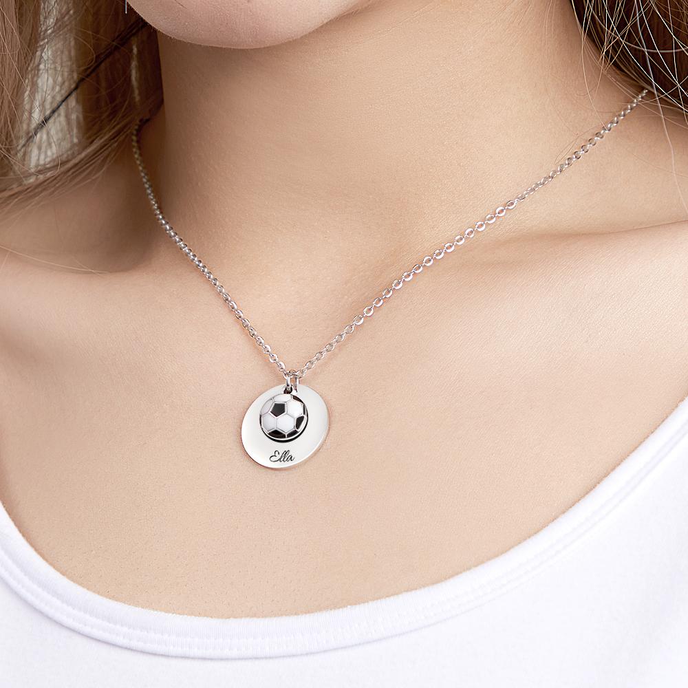Custom Engraved Necklace Soccer Sport Creative Gifts