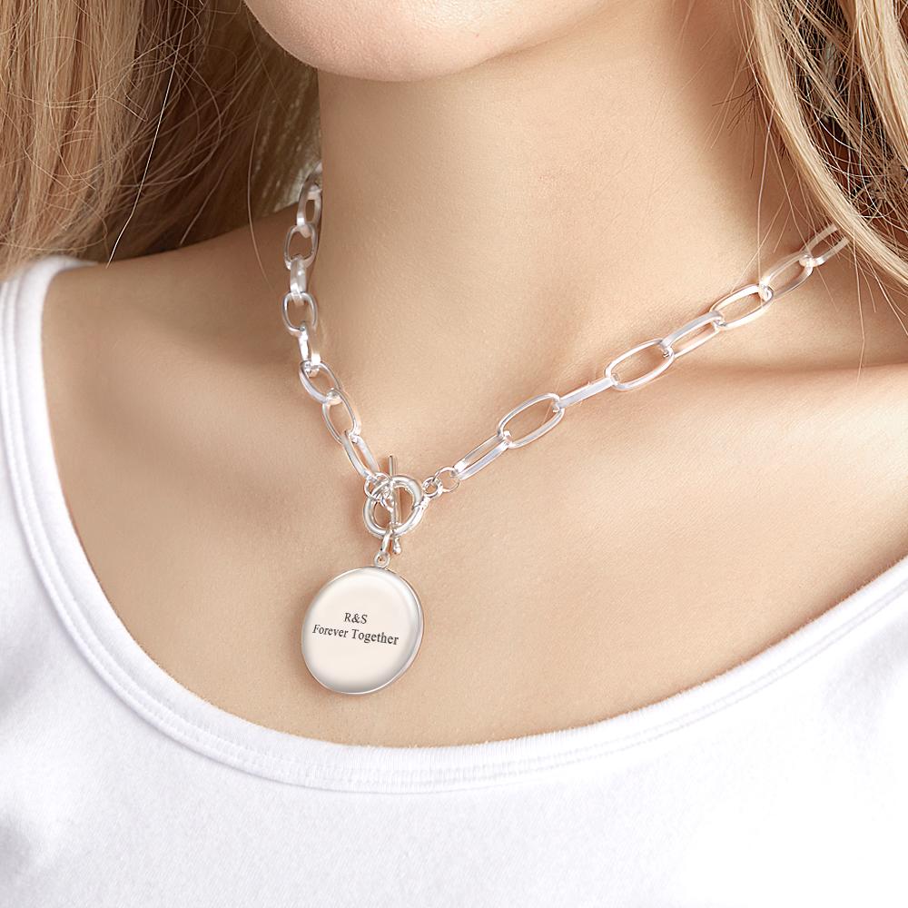 Personalized Photo Elegant Necklace Engraved Pendant Chain Necklace for Her
