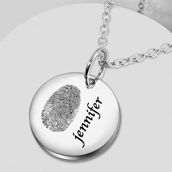 Custom Photo Necklace fingerprint Necklace Engraved Necklace Coin Necklace Gift For Boyfriend