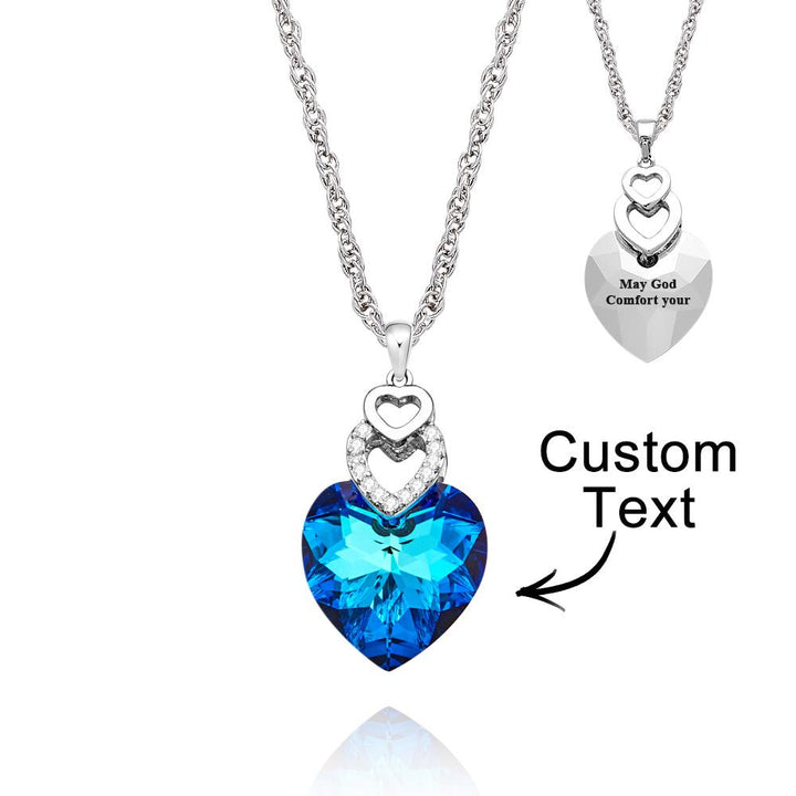 Custom Engraved Necklace Heart Colorful Light Crystal Delicate Gifts
