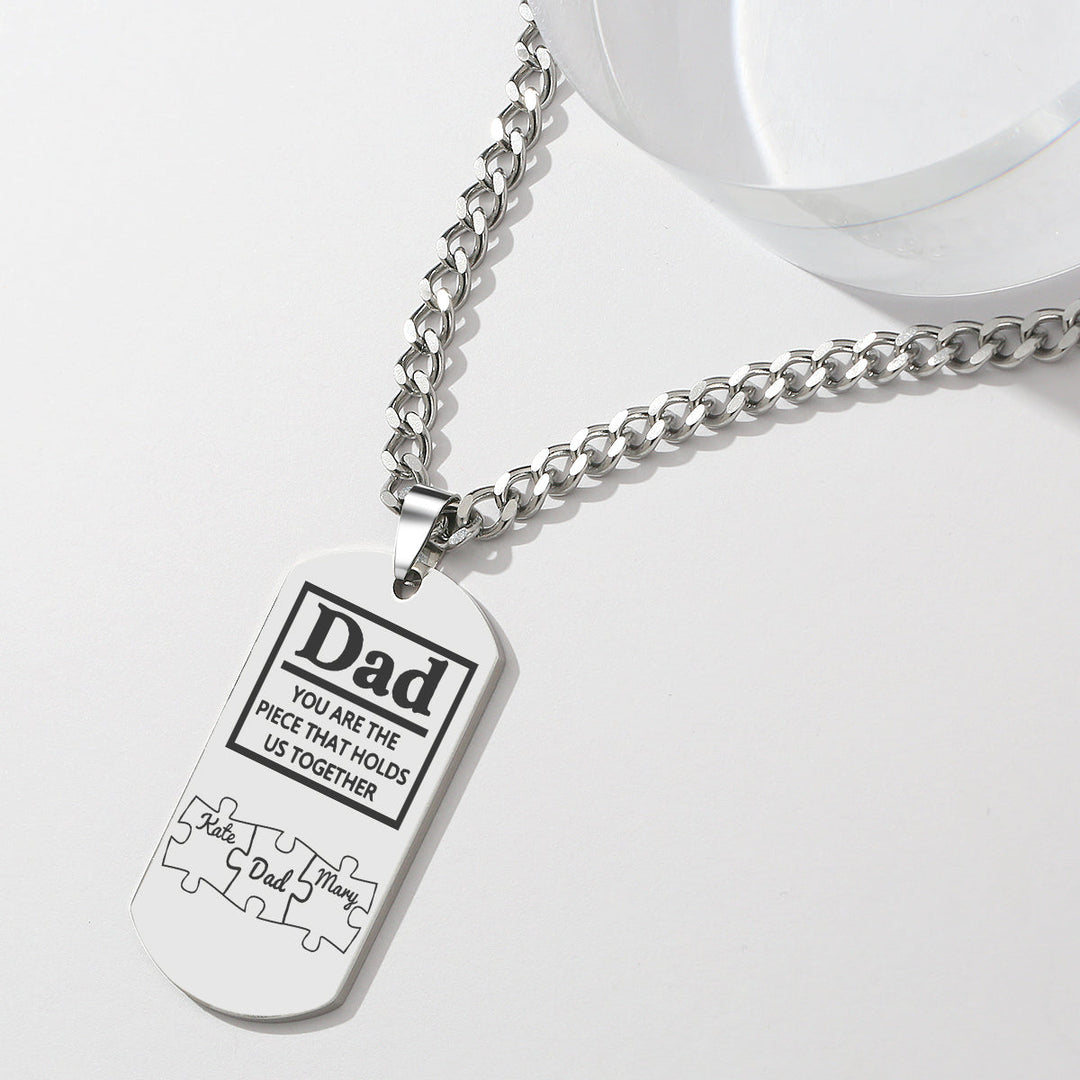 Father's Day Puzzle Gifts Men's Necklace Engraved Necklace You Are The Piece That Holds Us Together