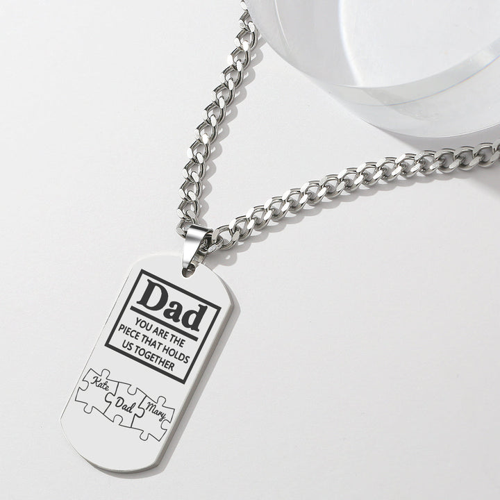 Father's Day Puzzle Gifts Men's Necklace Engraved Necklace You Are The Piece That Holds Us Together