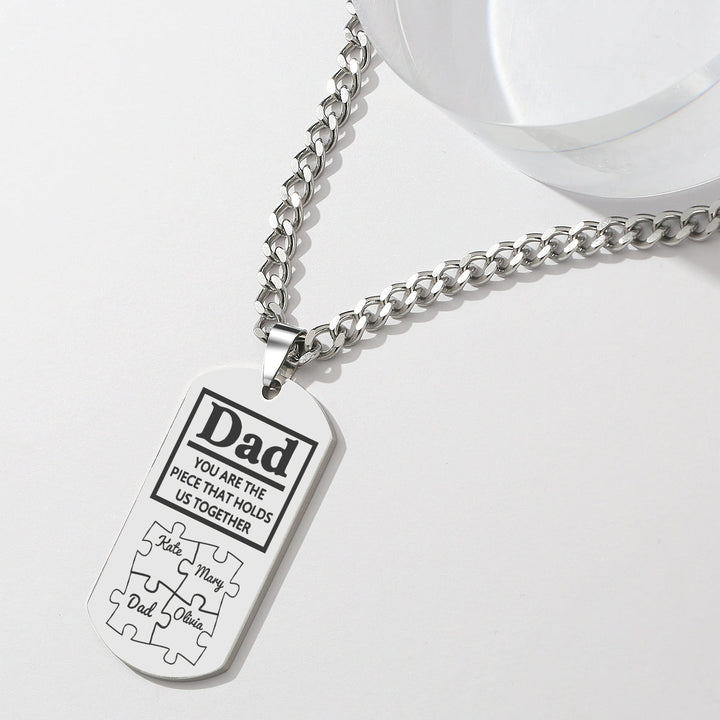 Father's Day Puzzle Gifts Men's Necklace Engraved Necklace You Are The Piece That Holds Us Together