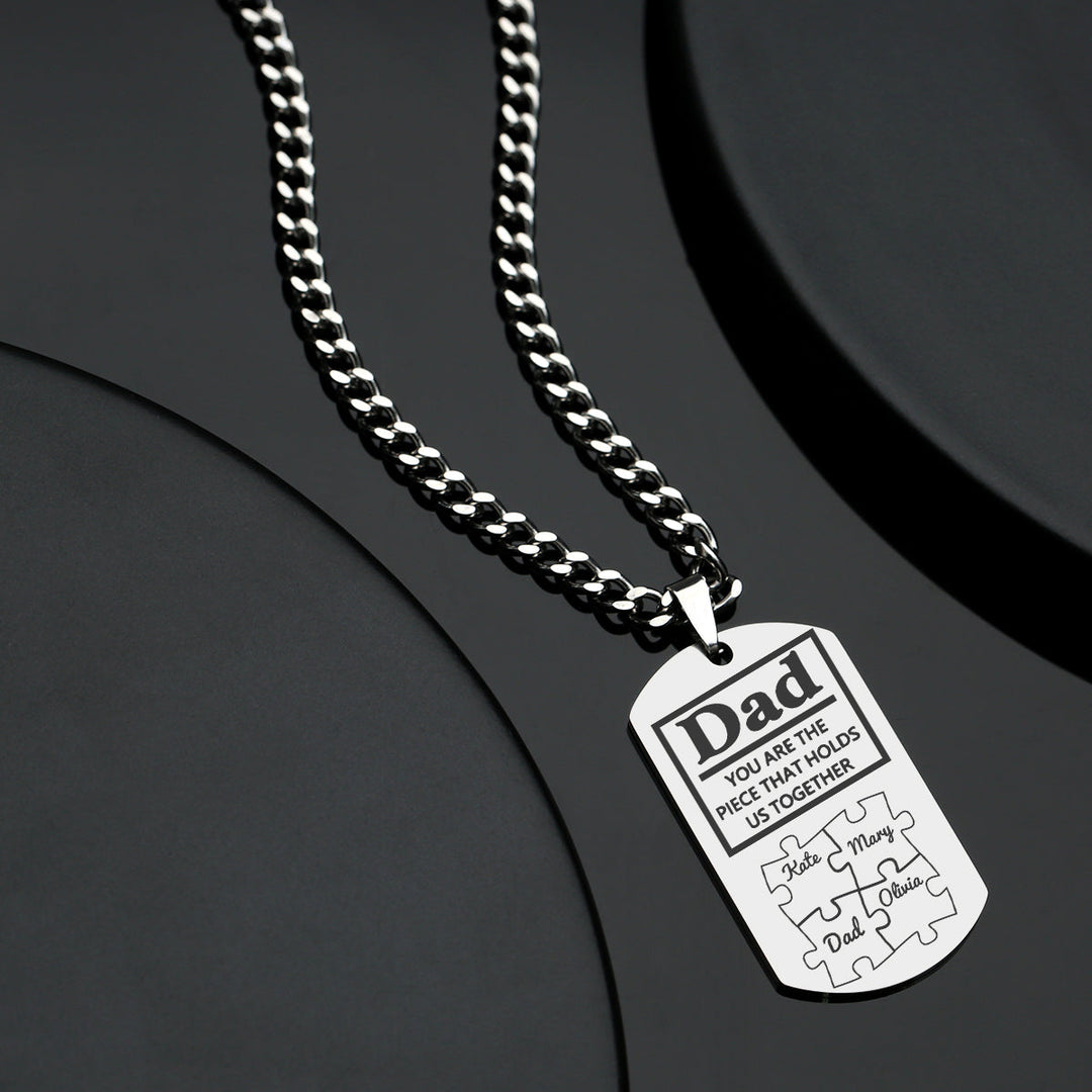 Father's Day Puzzle Gifts Men's Necklace Engraved Necklace You Are The Piece That Holds Us Together