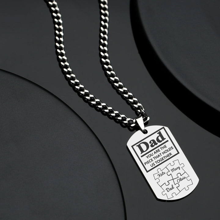 Father's Day Puzzle Gifts Men's Necklace Engraved Necklace You Are The Piece That Holds Us Together