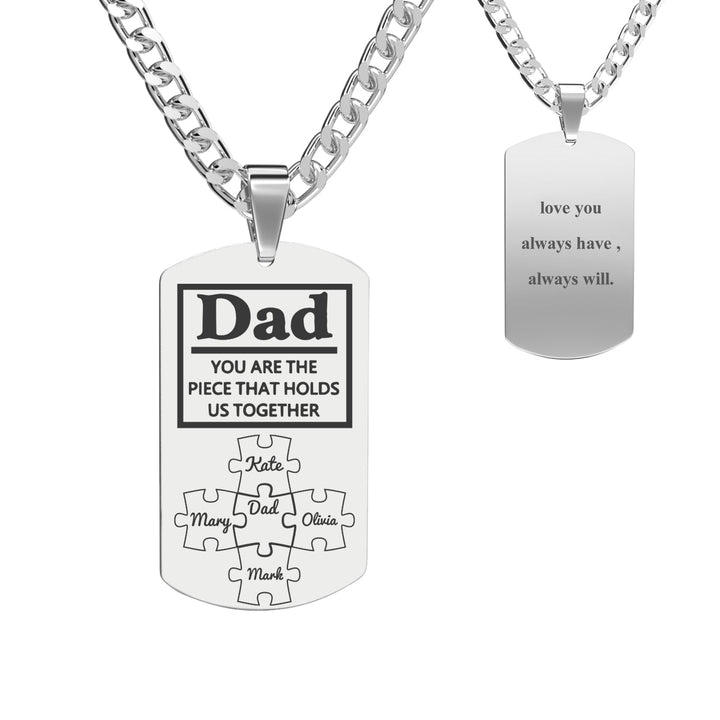 Father's Day Puzzle Gifts Men's Necklace Engraved Necklace You Are The Piece That Holds Us Together