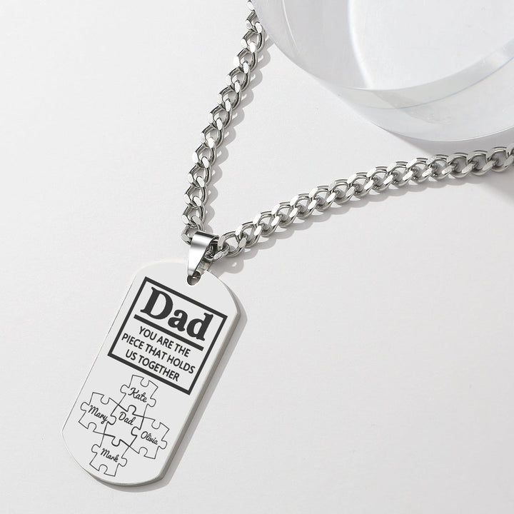 Father's Day Puzzle Gifts Men's Necklace Engraved Necklace You Are The Piece That Holds Us Together
