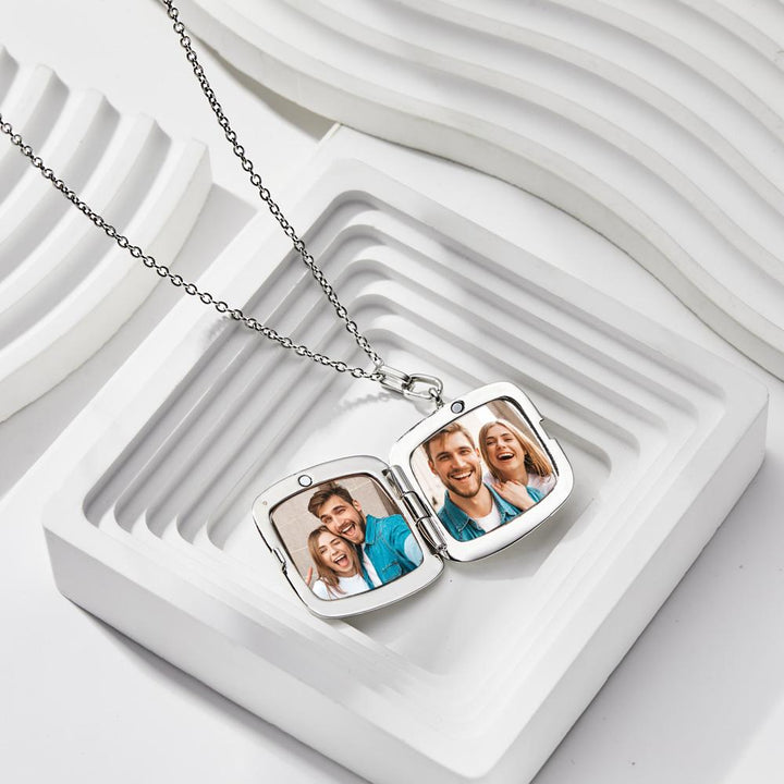 Custom Locket Photo Necklace Personalized Engraved Memorial Picture Pendant Gift For Her
