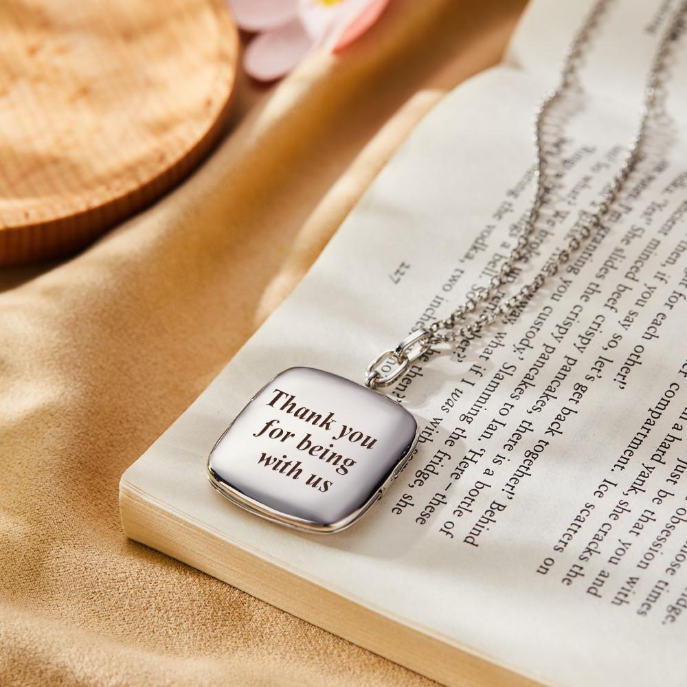 Custom Locket Photo Necklace Personalized Engraved Memorial Picture Pendant Gift For Her