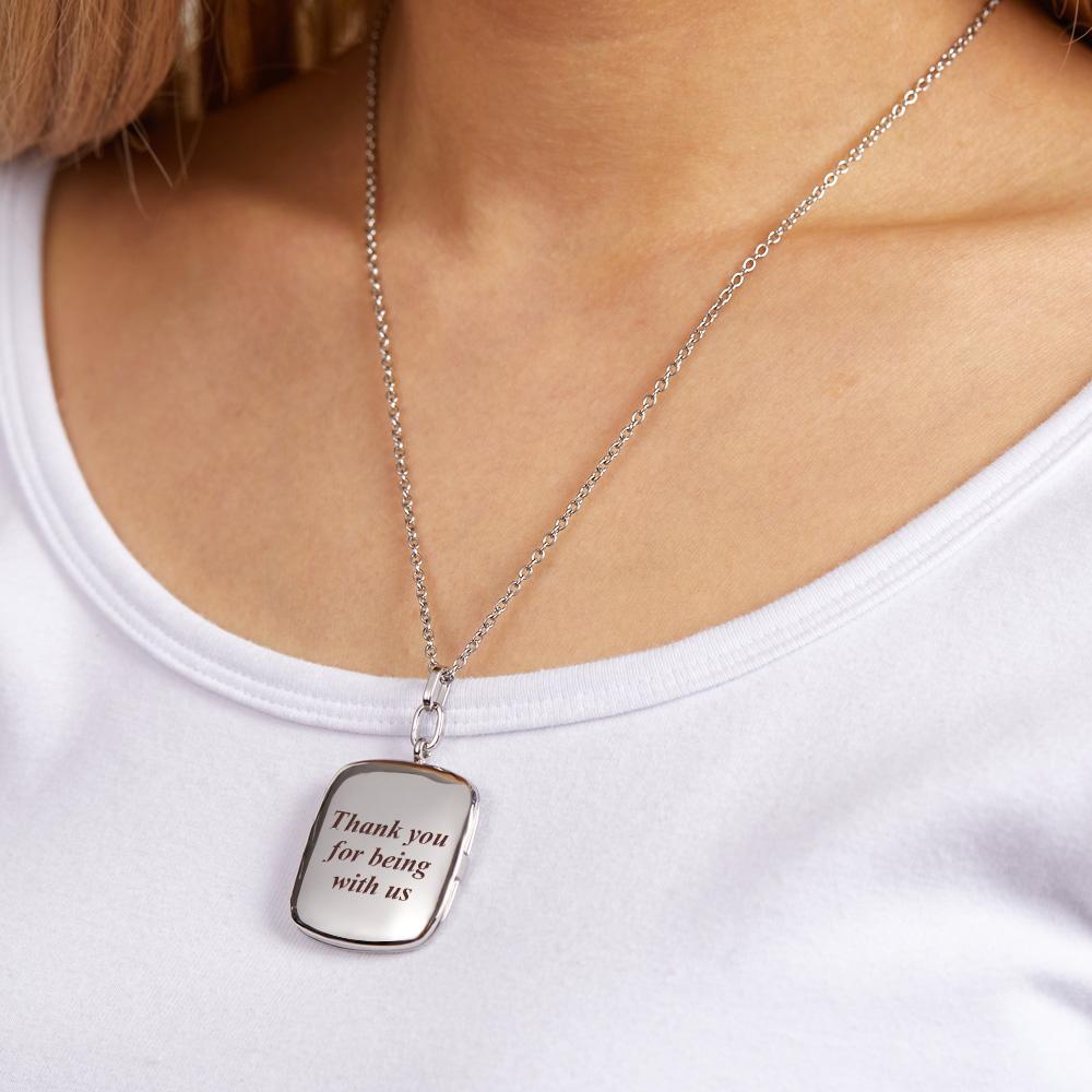 Custom Locket Photo Necklace Personalized Engraved Memorial Picture Pendant Gift For Her