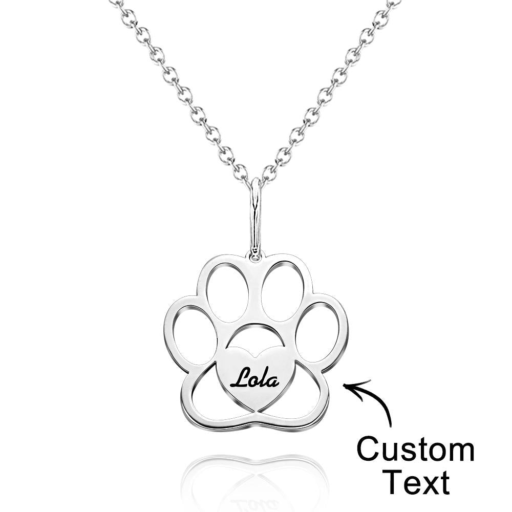 Personalized Paw Necklace with Name Dog Paw Necklace