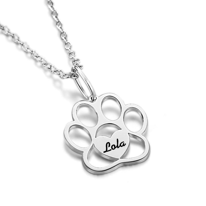 Personalized Paw Necklace with Name Dog Paw Necklace