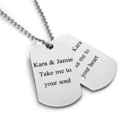 Custom Double Dog Tag Necklace Personalised Jewellery for Men's Wedding Gift