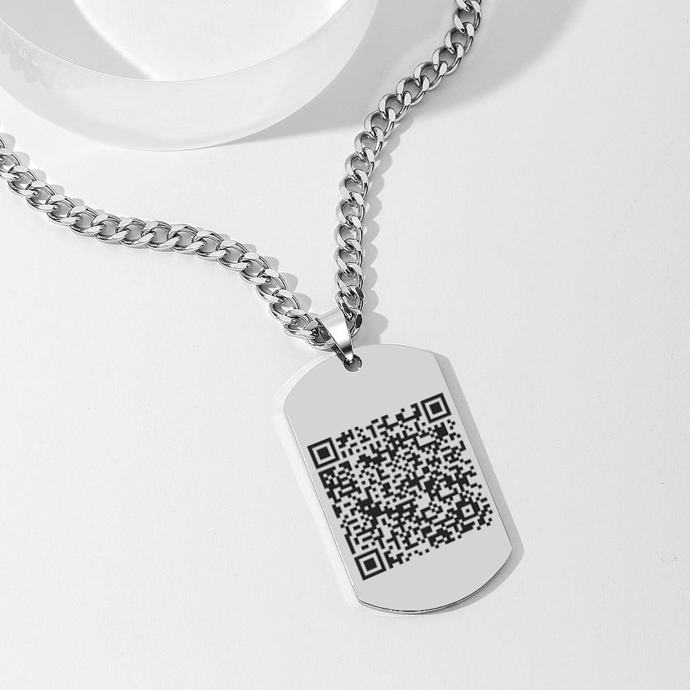 Customized Photo Men's Jewelry Engraved QR Code Necklace