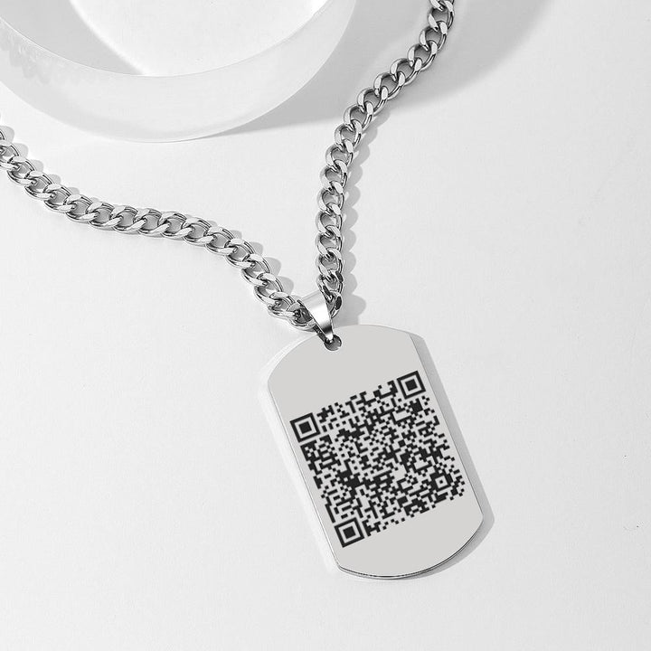 Customized Photo Men's Jewelry Engraved QR Code Necklace