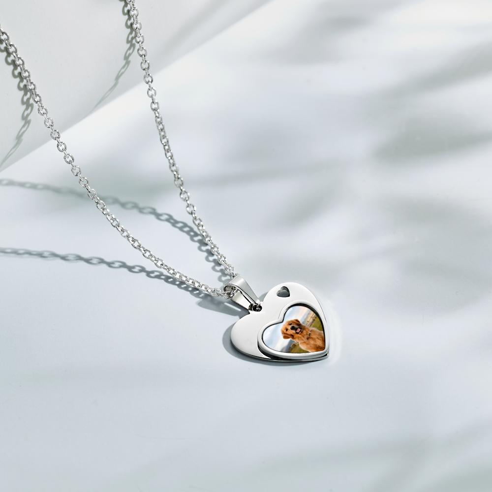 Custom Photo Engraved Necklace Heart Pet Gifts