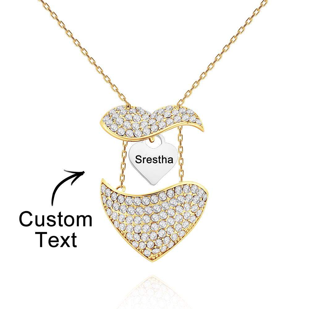 Custom Engraved Openable Message Necklace Heart Shaped Rhinestone Necklace