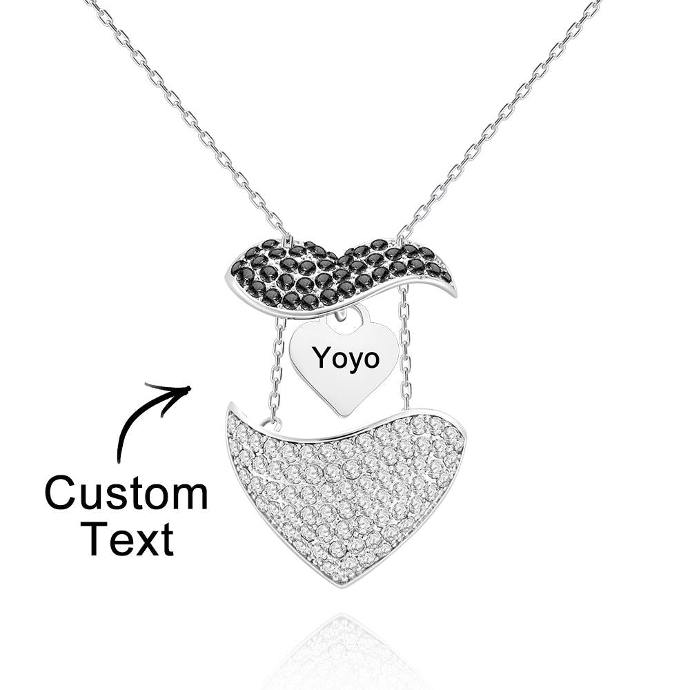 Custom Engraved Openable Message Necklace Heart Shaped Rhinestone Necklace