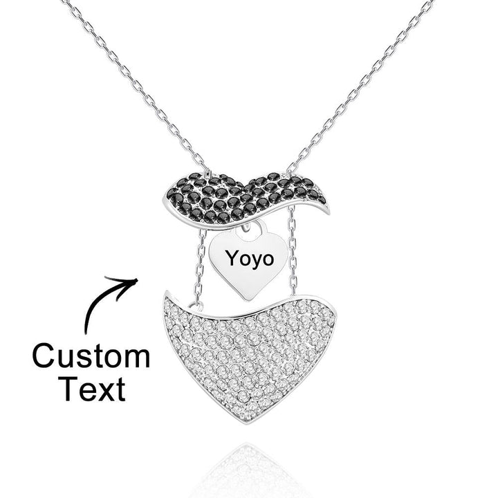 Custom Engraved Openable Message Necklace Heart Shaped Rhinestone Necklace