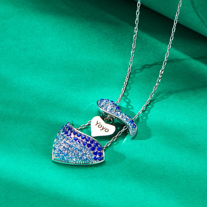 Custom Engraved Openable Message Necklace Heart Shaped Rhinestone Necklace
