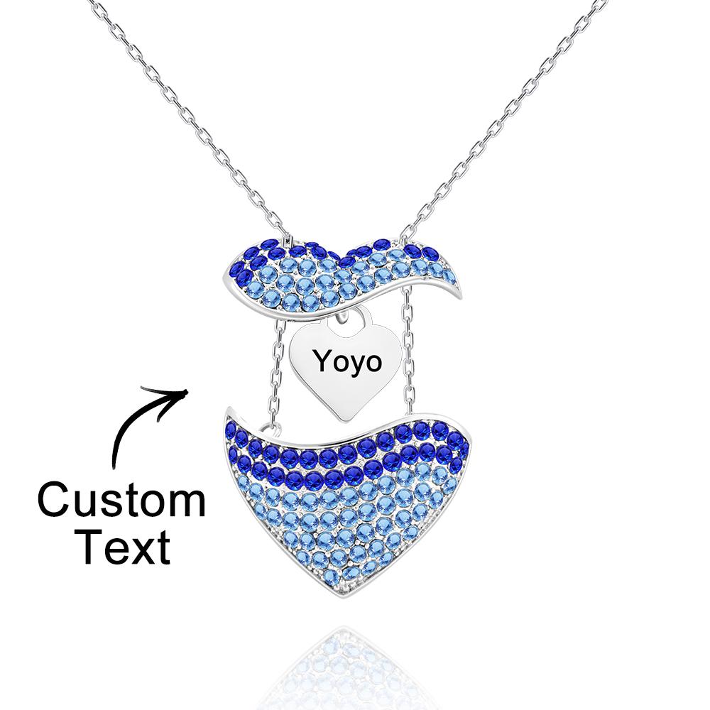 Custom Engraved Openable Message Necklace Heart Shaped Rhinestone Necklace