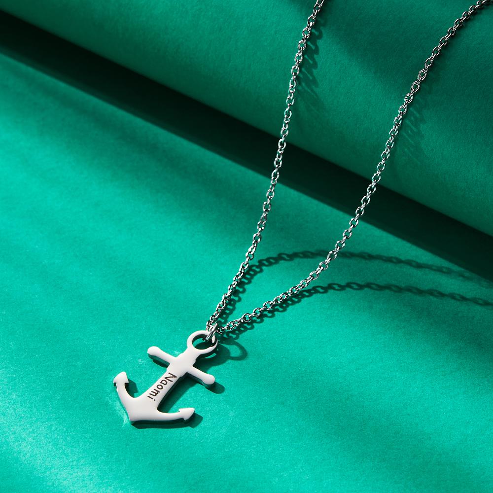 Custom Engraved Name Jewelry Personalized Anchor Pendant Necklace Gift for Women