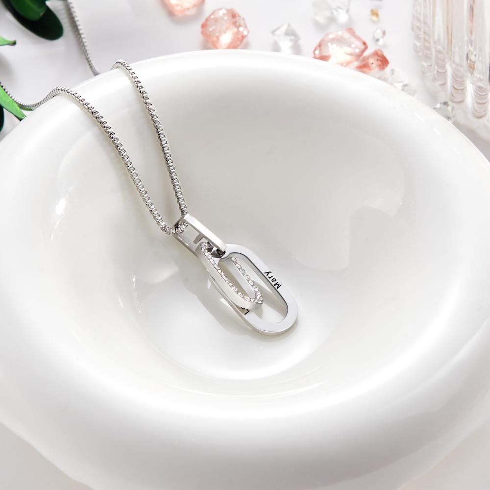 Custom Engraved Necklace Double Ring Necklace Unique Gift for Women