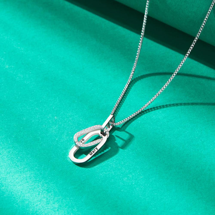 Custom Engraved Necklace Double Ring Necklace Unique Gift for Women