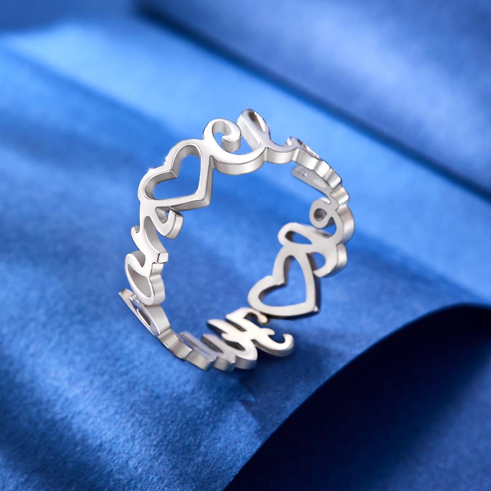 Custom Heart-Shaped Double Names Ring for Women