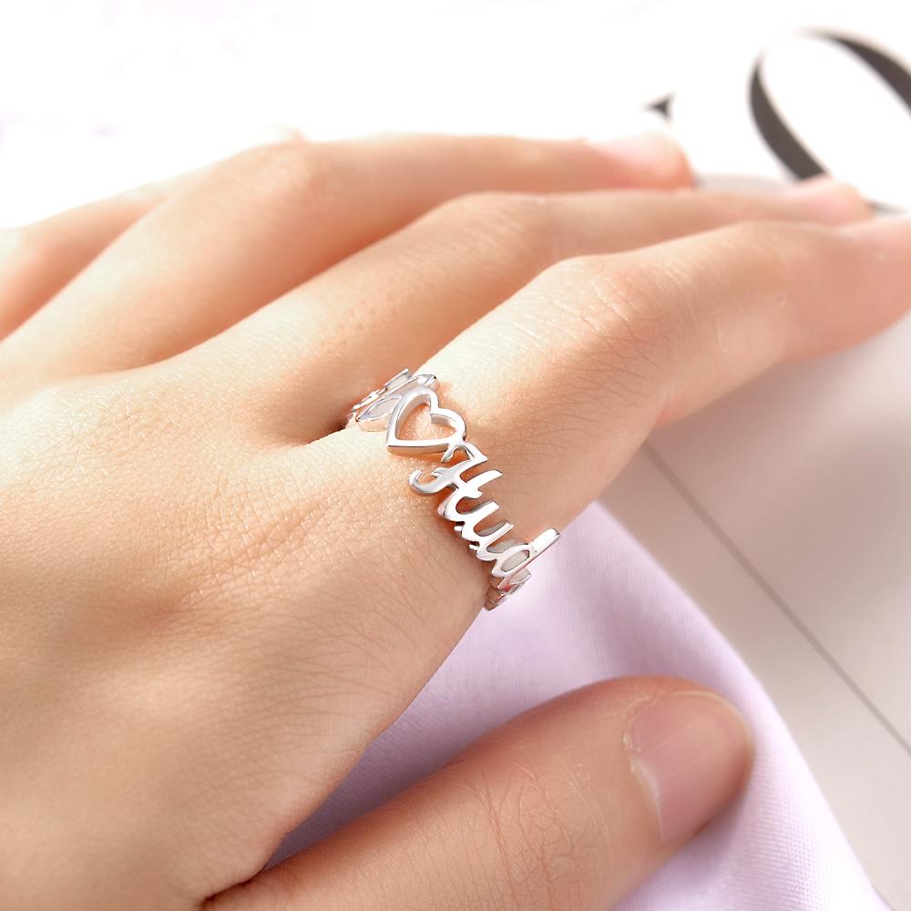 Custom Heart-Shaped Double Names Ring for Women