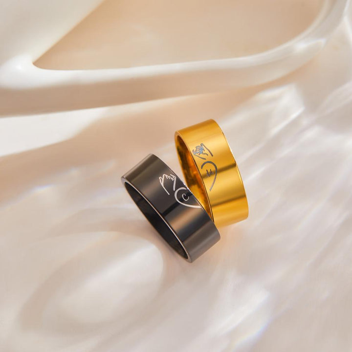 Custom Engraved Rings Pull Hook Matching Rings for Couples Gifts