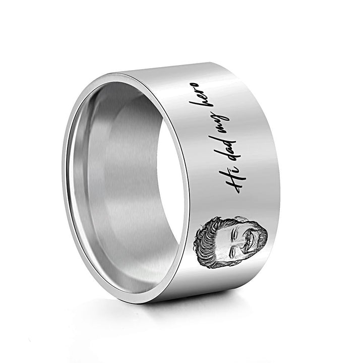 Custom Men's Ring Personalized Photo Ring With Engraved Words Perfect Gift For Daddy On Father's Day