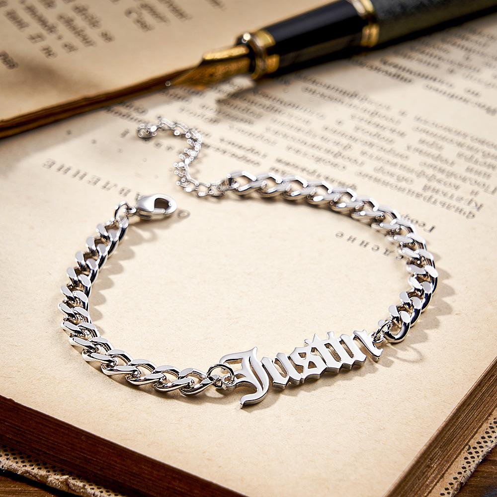 Custom Name Men's Stainless Steel Curb Chain Cuban Bracelet