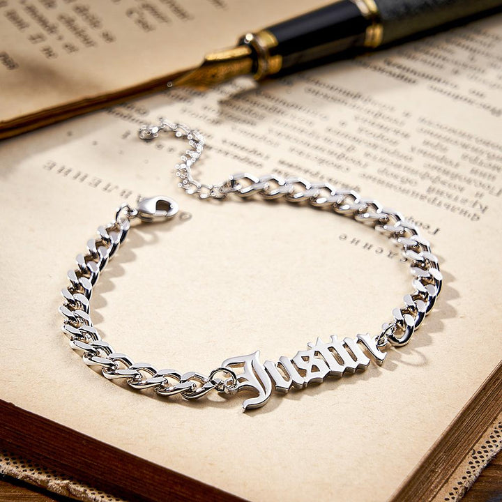 Custom Name Men's Stainless Steel Curb Chain Cuban Bracelet