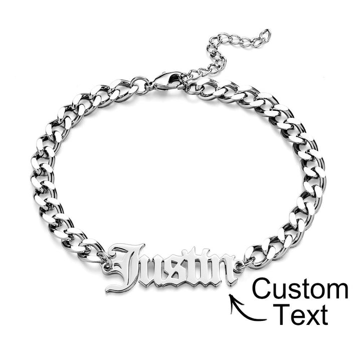 Custom Name Men's Stainless Steel Curb Chain Cuban Bracelet
