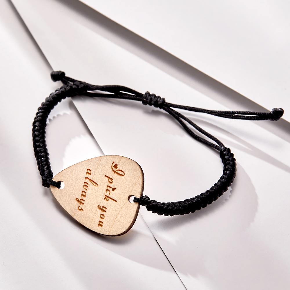 Custom Engraved Bracelet Guitar Pick Wooden Creative Gifts