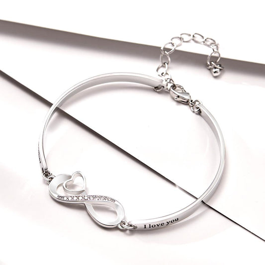 Custom Engraved Bracelet Infinity Symbol Rhinestone Fun Gifts