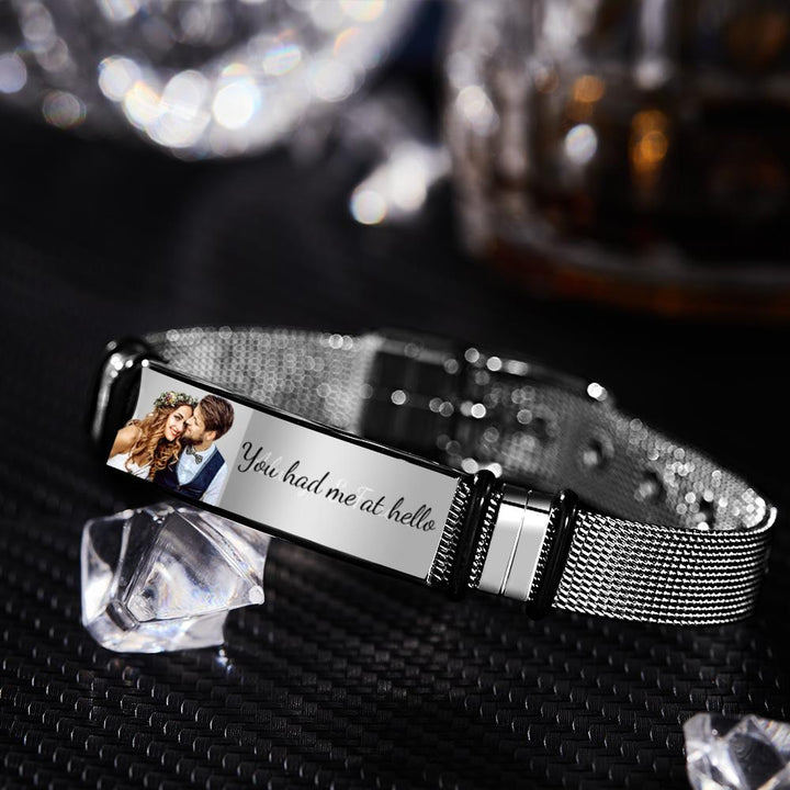 Custom Photo Bracelets Engraved Stainless Steel Bracelet Gifts for Couple