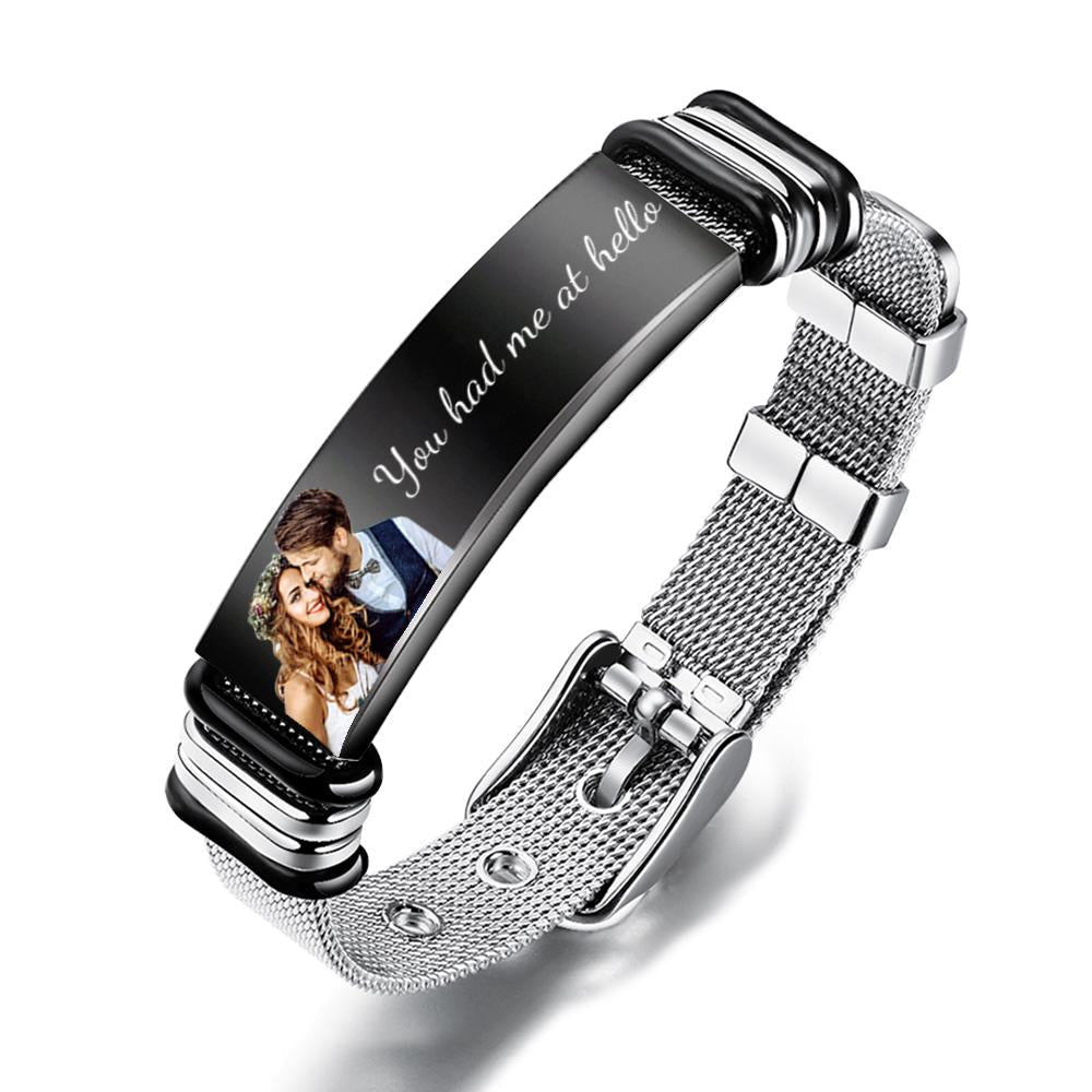 Custom Photo Bracelets Engraved Stainless Steel Bracelet Gifts for Couple