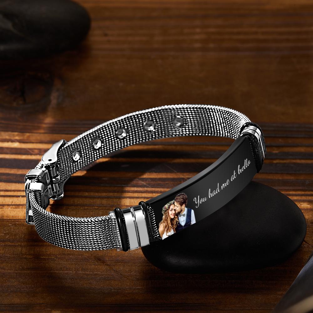 Custom Photo Bracelets Engraved Stainless Steel Bracelet Gifts for Couple