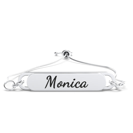 Custom Engraved Bar Bracelet - Length Adjustable