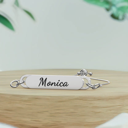 Custom Engraved Bar Bracelet - Length Adjustable