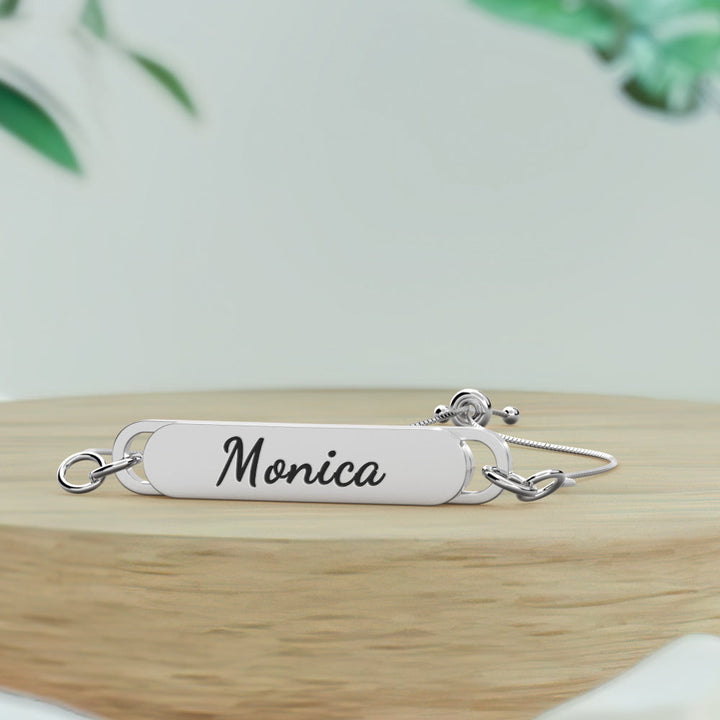Custom Engraved Bar Bracelet - Length Adjustable